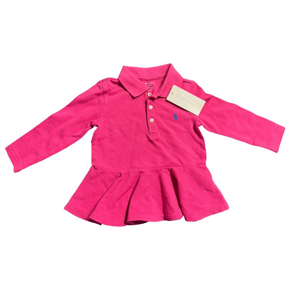 Ralph Lauren Pink Polo Shirt with Flared Hem